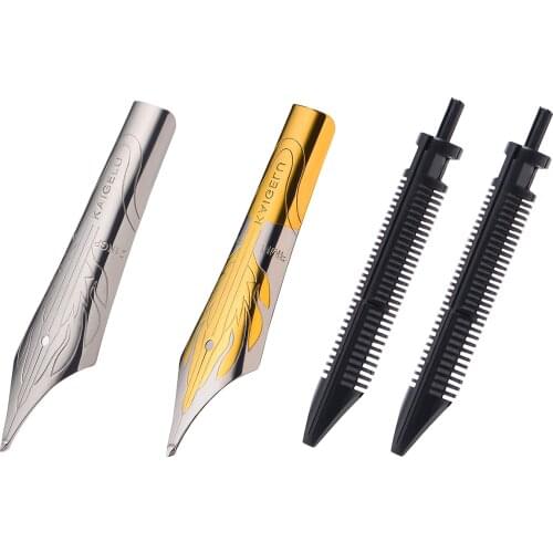 2PCS Kaigelu Fountain Pen Nib Long Knife Grinding Nib Flame/Rhombus Mark and Feed for Jinhao 100 450 Wing Sung 699 Moonman T1 C1