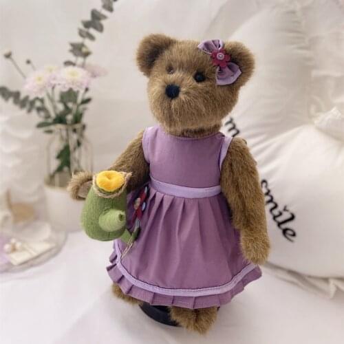 Teddy bear plush stuffed toys Garden bear plush toy with kettle in hand plush joint teddy bear doll for kids girl birthday gift
