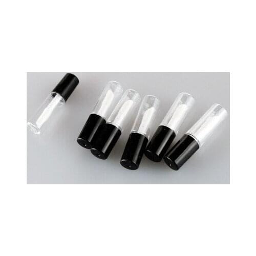32pcs/lot 1.2ml Transparent Lip Gloss Tube Cosmetic Mini Empty Refillable Lipstick Lip Balm Container Bottle Tube+black Caps