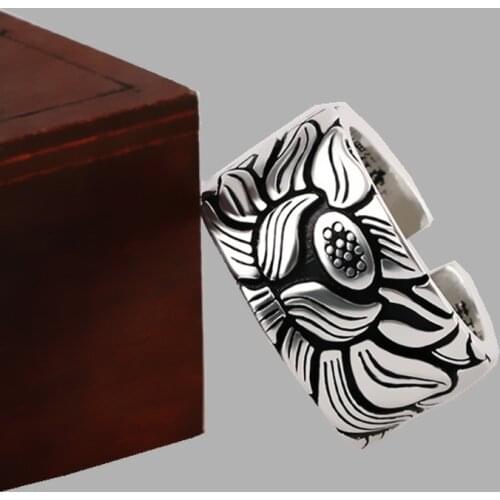 Luxury Brand Lotus Flower Rings For Women Wedding Statement Jewelry Valentines Gifts Lover Finger Ring