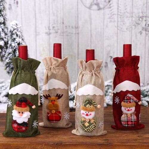 Christmas Wine Bottle Cover Merry Christmas Decorations For Home 2020 Christmas Ornament New Year 2021 Xmas Navidad Gifts