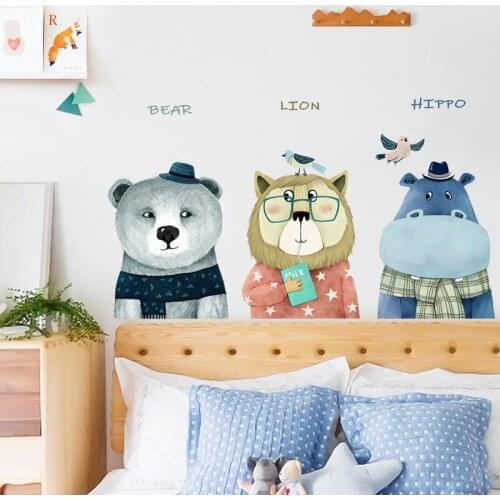 Cartoon Animal Bears Wall Stickers Teen Aesthetic Room Decor Poster Home Living Room Decoration Decals Self Adhesive Wallpaper