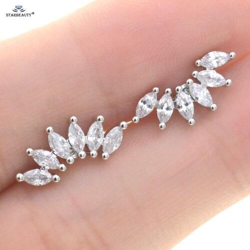 Starbeauty 1.0x6mm 18G Top Crystal Crown Auricle Helix Piercing Stud Tragus Cartilage Earrings Zircon Conch Piercing Bar Jewelry