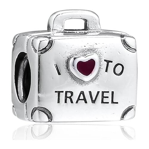Charms 925 Silver Original Fit Pandora Bracelets Sterling Silver Travel Suitcase Charm Beads for Women diy Jewelry