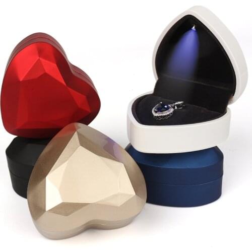 New 2021 Luxury Jewelry Box With LED Light Engagement Wedding Rings Necklace Case Boxes Organizer Packaging Storage Women Gifts