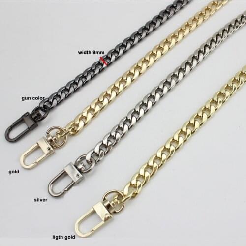 1 Piece High Grade 120cm 130cm 9mm Width DIY bag strap chain purse handle purse metal strap chain strap replaced