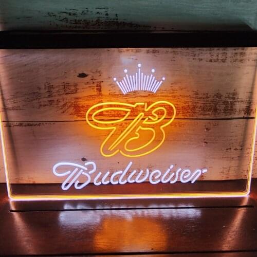SS076 Budweiser Happy Hour Bar Dual Color LED Neon Sign