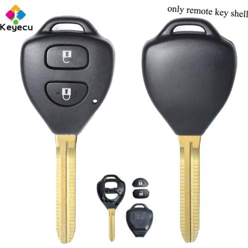 KEYECU Replacement Remote Control Car Key Shell Housing With 2 Buttons & TOY43 Blade - FOB for Toyota Camry Corolla Hilux Prado