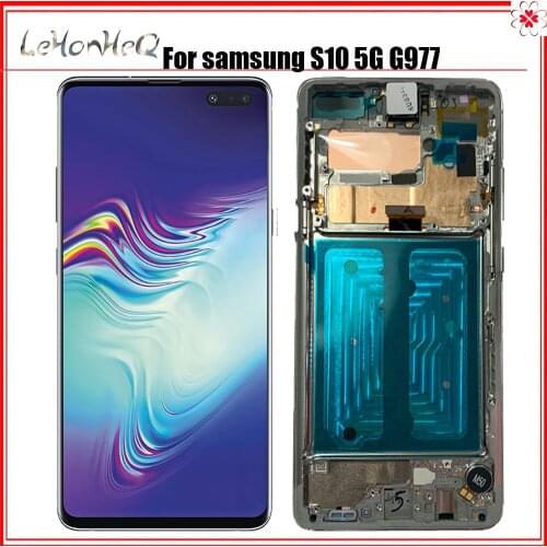 Super Amoled LCD For Samsung S10 5G LCD Display Touch Screen With Frame Digitizer Replacement Repair for G977 G977B G977U LCD