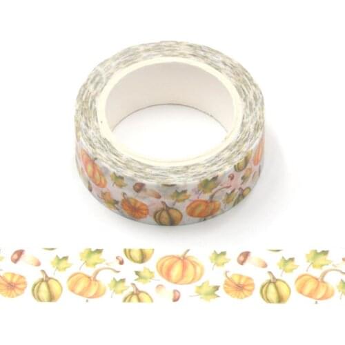1PC 15mm*10m Thanksgiving Pumpkin Yellow Leaves Be Thankful Masking Decorative Tapes masking tape scrapbooking designer mask