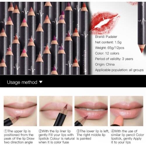 12 PCS/Set Waterproof Lipstick Lip Liner Long Lasting Matte Lipliner Pencil Pen