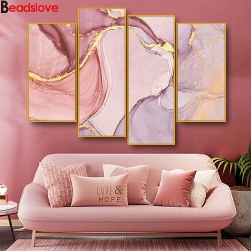 4pcs Diamond painting Abstract art painting diamond embroidery diy full diamond mosaic 5d Square round drill home decor