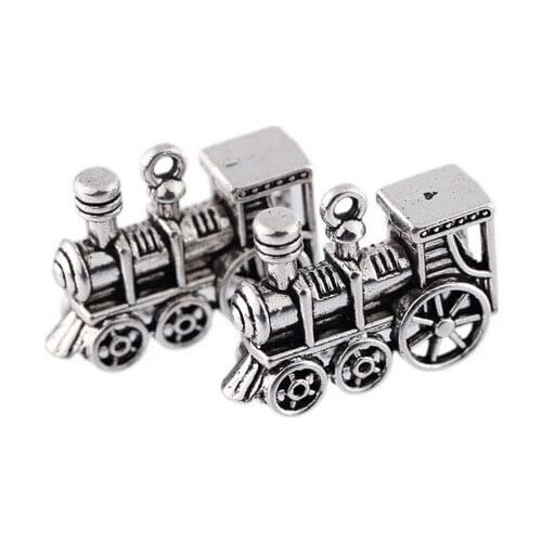 5pcs Tibetan Silver bead charms Steam train Pendant Fit for punk Necklace making 2*2.8cm