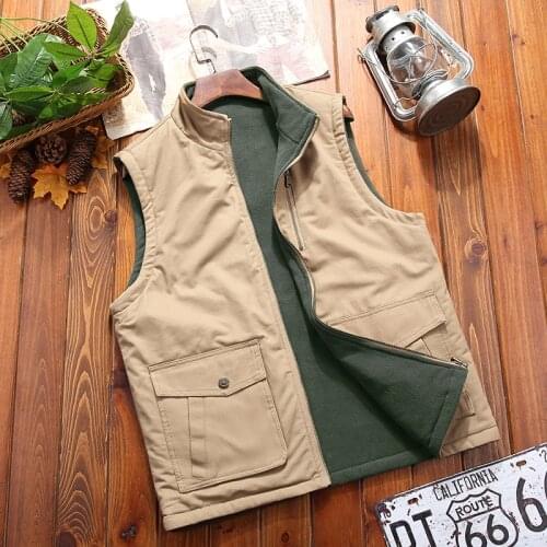 8XL Winter Plus Vest Casual Double-sided Wear Vest Male Sleeveless Unloading Solid Coat Work Vest Photographer Masculino Jacket