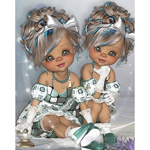 Full square round Rhinestones diamond painting cartoon elf girls 3d puzzle pictures diamond mosaic sale cross-stitch kits