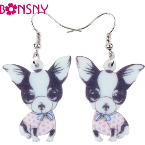 Bonsny Drop Dog Chihuahuas Earrings Acrylic Long Big Dangle Earrings 2016 News Brand Girls Women Fashion Jewelry Accessories