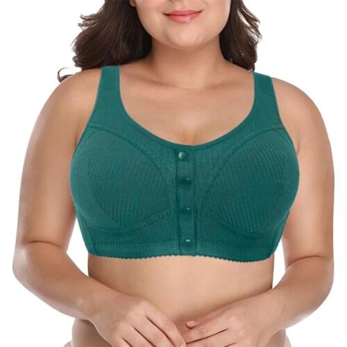Hight Quality Cotton Bras Women Front Closure Soft Bra Camisole Middle Age Women Everyday Underwear Plus Size 40 42 44 46 BC Cup