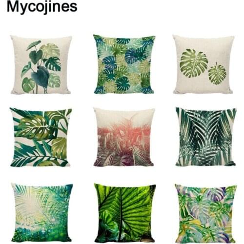 Rainforest Plant Throw Pillows Cases Green Monstera Palm Coconut Tree Home Decorative Outdoor Gaming Chair Spring Cushion Covers