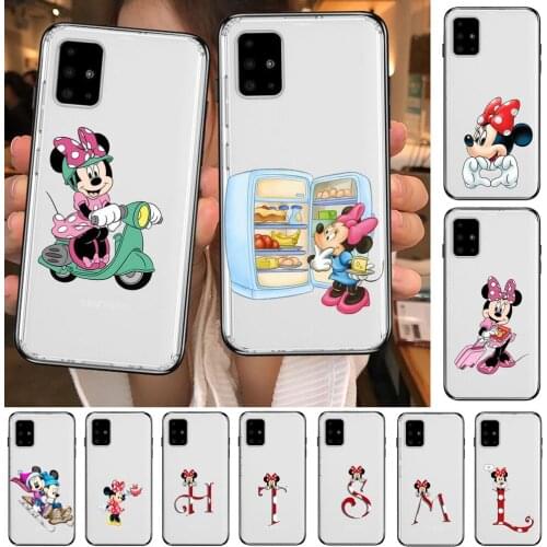 Minnie Mouse Letter Anime Style Transparent Phone Case Hull For Samsung Galaxy A50 A51 A20 A71 A70 A40 A30 A31 80 E 5G S Shell A