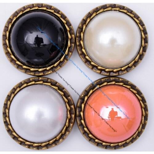 10pcs 23*23mm Antique Brass Pearl Beads Beauty Flower Leathercraft Belt Conchos For Saddle Shoe Garment Leather Bag Screw back