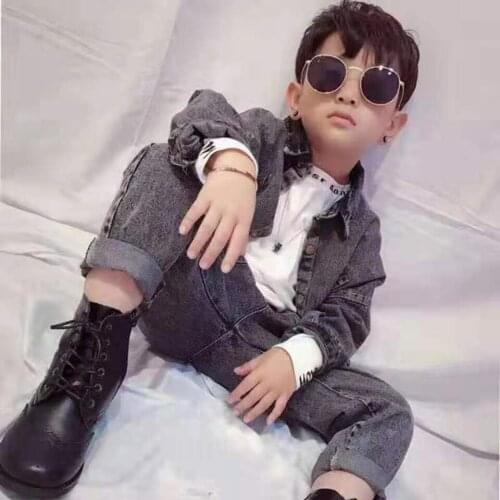 2019 Children Full Sleeve Denim Jackets Coats + Pants 2Pcs Set Cotton Autumn Spring Baby Boys Clothes 3T-13 Yrs Childrens Wear
