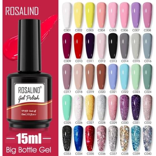 ROSALIND 15ml Color Gel Polish All For Manicure New Year Hybrid Varnishes Soak Off Gel Nail Lacquer Art Design Need Base Top