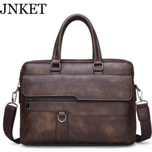 JNKET New Retro Mens PU Leather Sling Bag Fashion Crossbody Bags Messenger Bag Business Briefcase Handbag