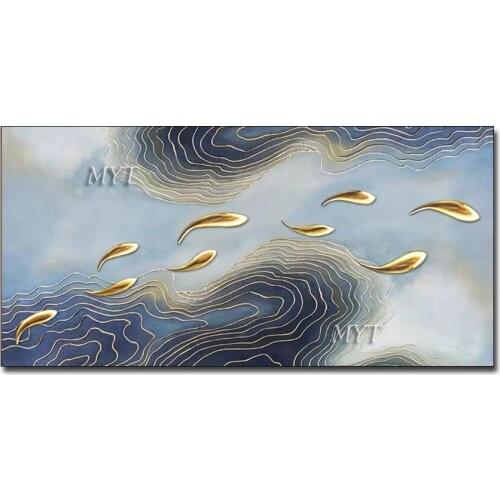 Unframed Fished Handpainted Canvas Oil Paintings Wall Art Living Room Bedroom Restaurant Interior Hand Painted Oil Painting