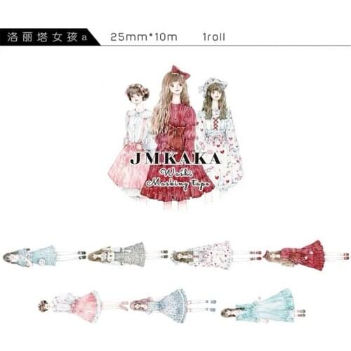 New Lovely Lolita Girl A Card Making Bullet Journal Masking Tape Adhesive Tape DIY Scrapbooking Sticker Label Washi Tapes