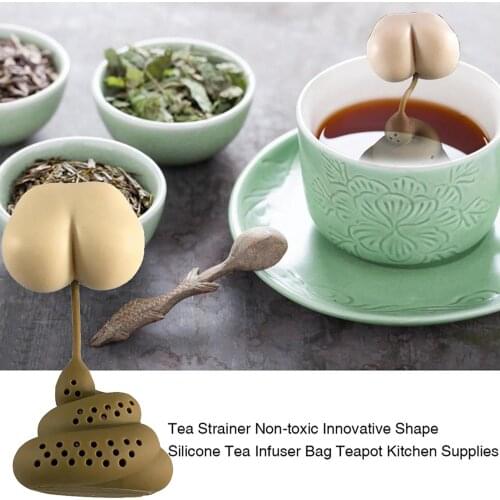 Creative Poo Shape Silicone Tea Infuser Funny Herbal Tea Bag Coffee Filter Diffuser Strainer Travel Simple Drinking Tool