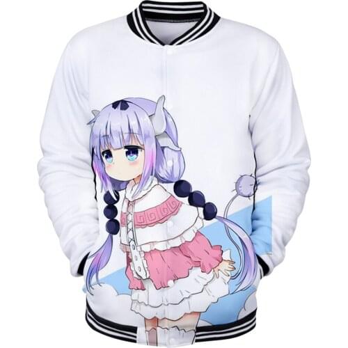 Miss Kobayashis Dragon Maid Baseball Jackets 3D Prints Women/Men Fashion Long Sleeve Jacket Hot Sale Casual Streetwear Clothes