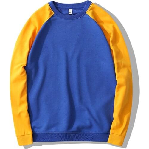 Mens spring and autumn new sportswear contrast color panel loose and versatile Pullover youth round neck mens sportswear