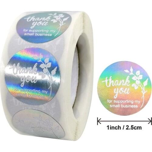 Beautiful Laser Floral Thank You Stickers for Supporting My Small Business 500pcs Labels For Gift Wrapping Baking Handmade Decor