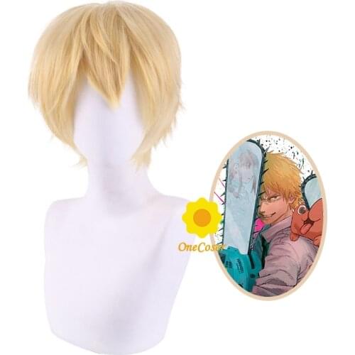 Chainsaw Man Denji Cosplay Wig Golden short Wig Heat-resistant Fiber Hair + Wig Cap Halloween Party Role Play Men