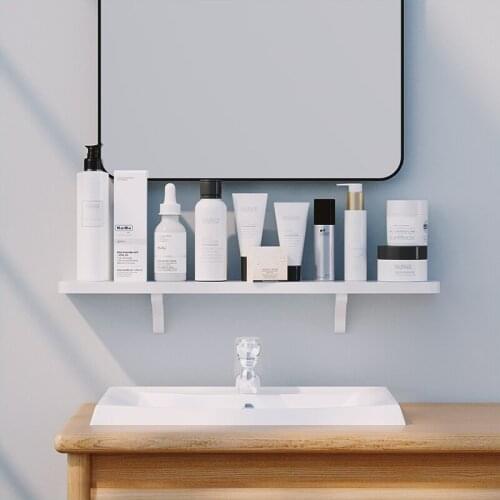 Punch Free Bathroom Shelf White Kitchen Office Wall Shelves Shower Basket Wall Storage Organizer Rack Bathroom Accessories