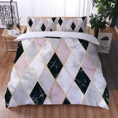 Simple Stylish Marble Pattern Bedding Sets Black White Rectangle Duvet Cover Set Pillowcase Home Textile Adult Teens Gifts Decor