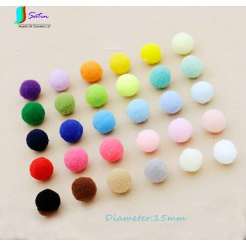 Colorful High Elastic Woolen Puffer Ball Fling Pompon Embroidery Diy Accessory 136pcs/Lot Diameter 1.5CM Garment Applique S0102N