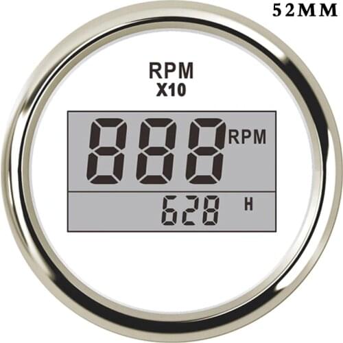 52mm Digital Tachometer Car Truck Marine Boat Tacho Gauge With Hourmeter 0~9990 RPM Display fit for Diesel ,Gasoline Engine