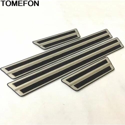 TOMEFON For Toyota C-HR CHR 2016 2017 2018 Door Sill Scuff Plates Door Sill Protector Frame Moulding Cover Trim Stainless Steel
