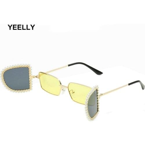 Personality Pearl Flip Sunglasses New Shield Shape Ladies Glasses Trendy Decorative Specs Party Eyeglasses 1672 Women Fashion