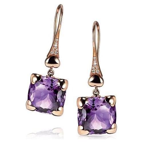 Vintage Charm Jewelry Luxury Purple Crystal Zircon Unusual Drop Earrings For Women Wedding Engagement Fashion New Year Gift