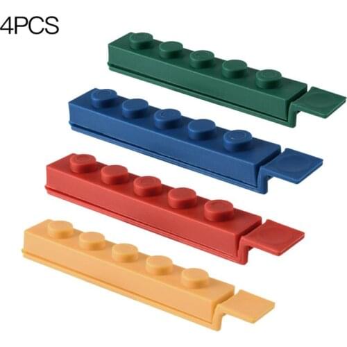 4 pcs Food Sealing Clip Kitchen Building Block Fresh-keeping Clip Snack Plastic Bag Moisture-proof Sealing Clips
