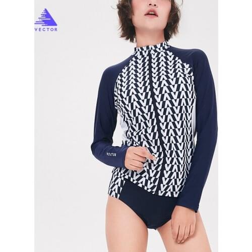 Vector Women Rashguard Swimwear Long Sleeve With Chest Pad Surfing Sunscreen Swimsuit Quick-drying Shirts Upf50+ Beach Wear
