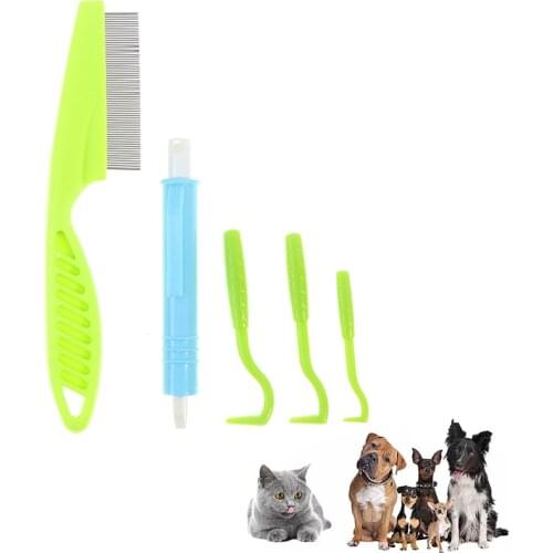 1/5pcs Pet Flea Remover Tool Plastic Scratching Hook Remover Pet Cat Dog Grooming Supplies Tick Removal Tool Tweezers Comb