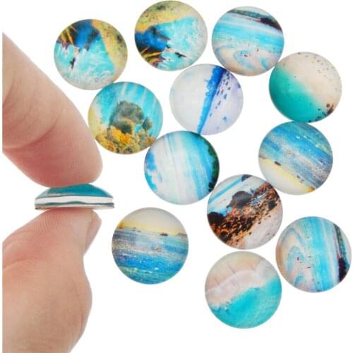 10-50pcs Ocean Beach Scenery Design Glass Cameo Flatback Dome Cabochon Mix For Craft DIY Jewelry Accessory Findings 8-30MM