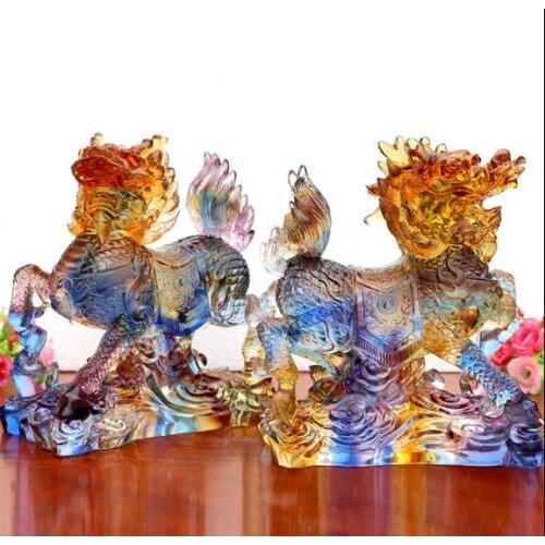 12.5cm Liuli unicorn Feng Shui home living room decoration town house evil spirits ornaments