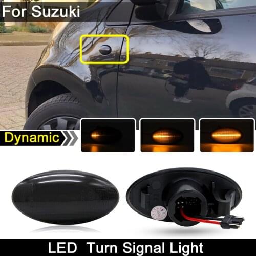 2Pcs For Suzuki Grand Vitara Splash Swift SX4 APV Opel Fiat Smoked Lens LED Side Marker Light Dynamic Amber Turn Signal Lamp