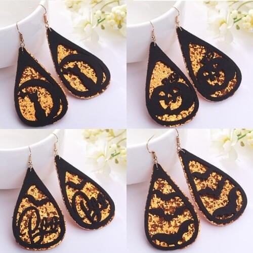 2021 Wholesale Korea Velvet Sequined Halloween Earrings Festive Atmosphere Bat Ghost Cat Pumpkin Personality Earrings