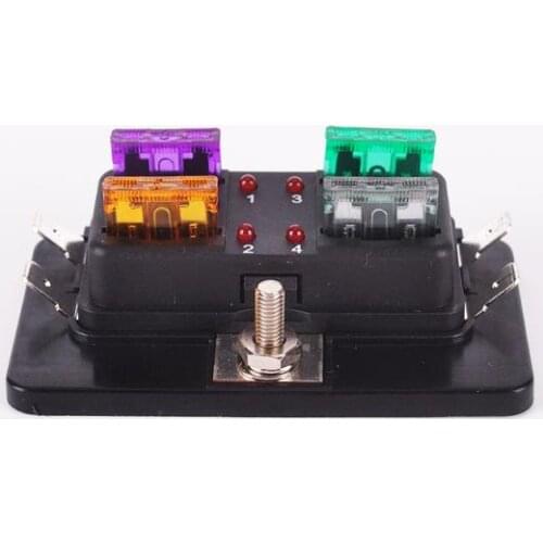 4 Way LED Car Boat Blade Fuse Box Block Holder for Motorsport Applications