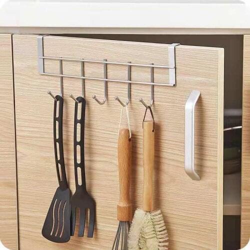 Over The Door 5 Hooks Home Family Bathroom Finishing Rack Clothes And Hats Towel Rack Stainless Steel Good Load-bearing Forged